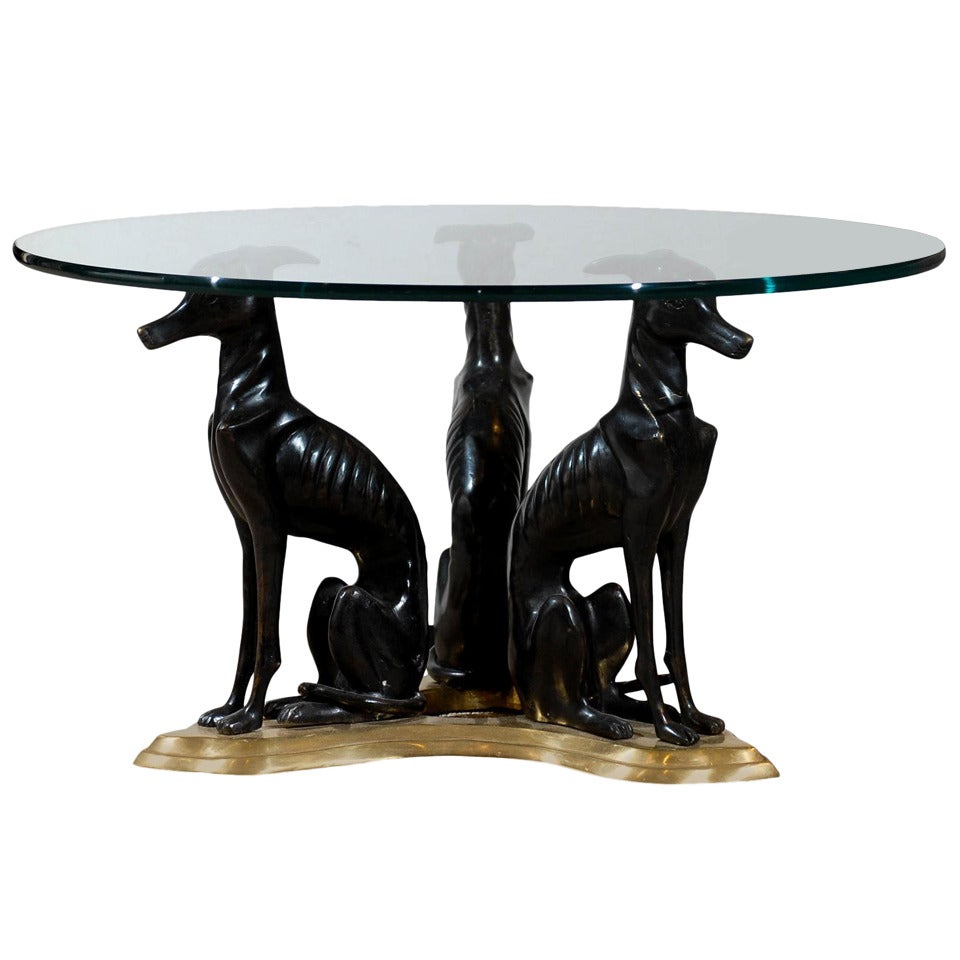 Maitland-Smith Bronze and Brass "Whippets" Coffee Table