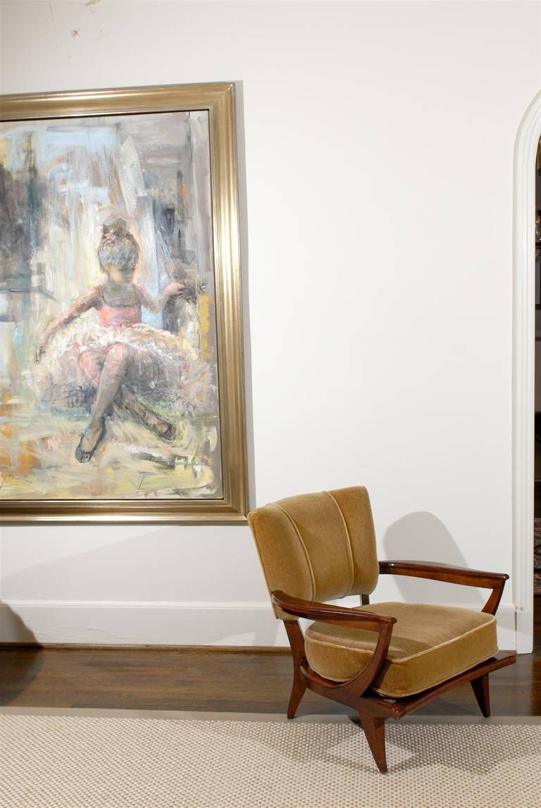 Mid-Century Modern Magnificent Pair of Walnut Lounge Chairs by Etienne Henri Martin