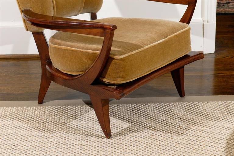 Magnificent Pair of Walnut Lounge Chairs by Etienne Henri Martin 4