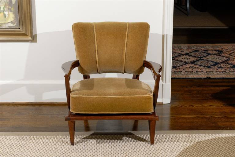 Unknown Magnificent Pair of Walnut Lounge Chairs by Etienne Henri Martin