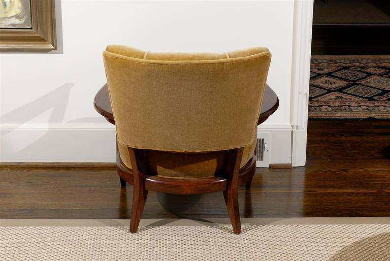 Magnificent Pair of Walnut Lounge Chairs by Etienne Henri Martin In Excellent Condition In Atlanta, GA