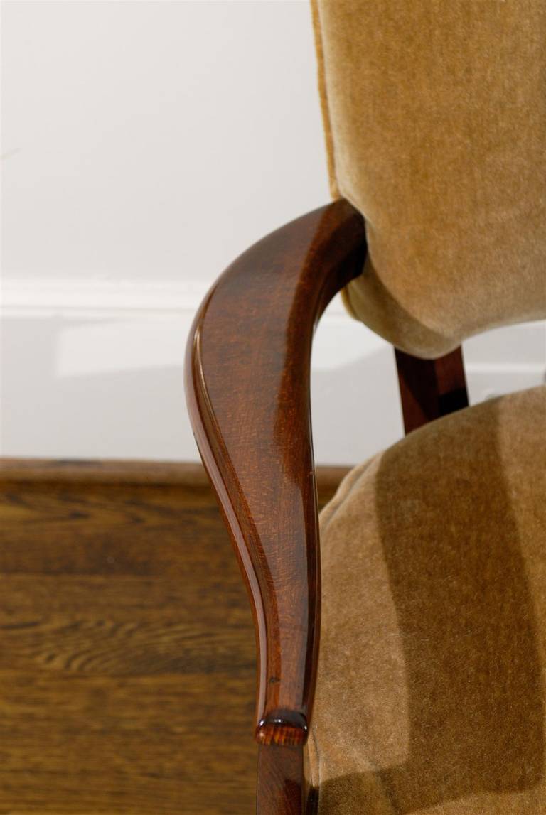 Magnificent Pair of Walnut Lounge Chairs by Etienne Henri Martin 3