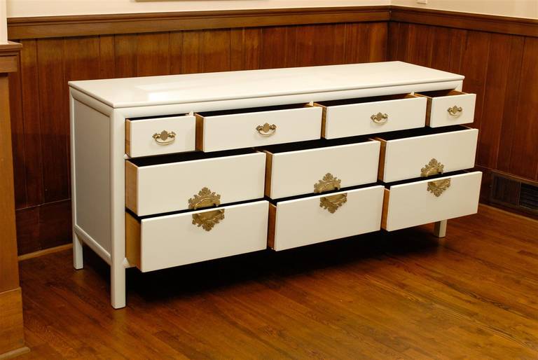 Brass Gorgeous Restored Ten-Drawer Chest by Ray Sabota for Century Furniture  For Sale