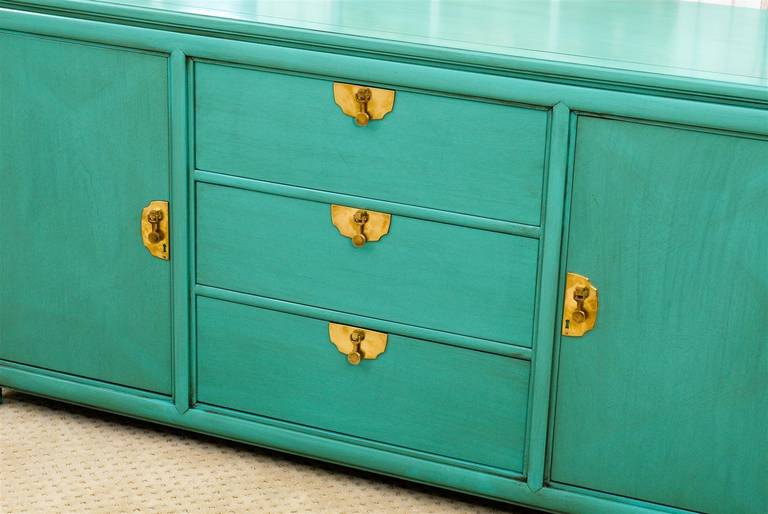 Fabulous Vintage Buffet by Thomasville in Turquoise Lacquer 2