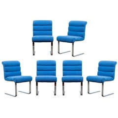 Set of 6 Chrome Lugano Chairs by Mariani for Pace Collection