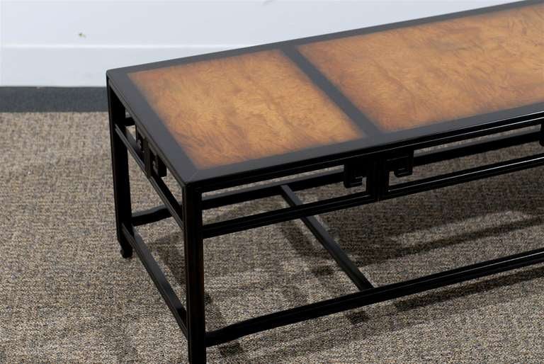 Elegant Michael Taylor for Baker Coffee Table with Burl Inlay Top 1