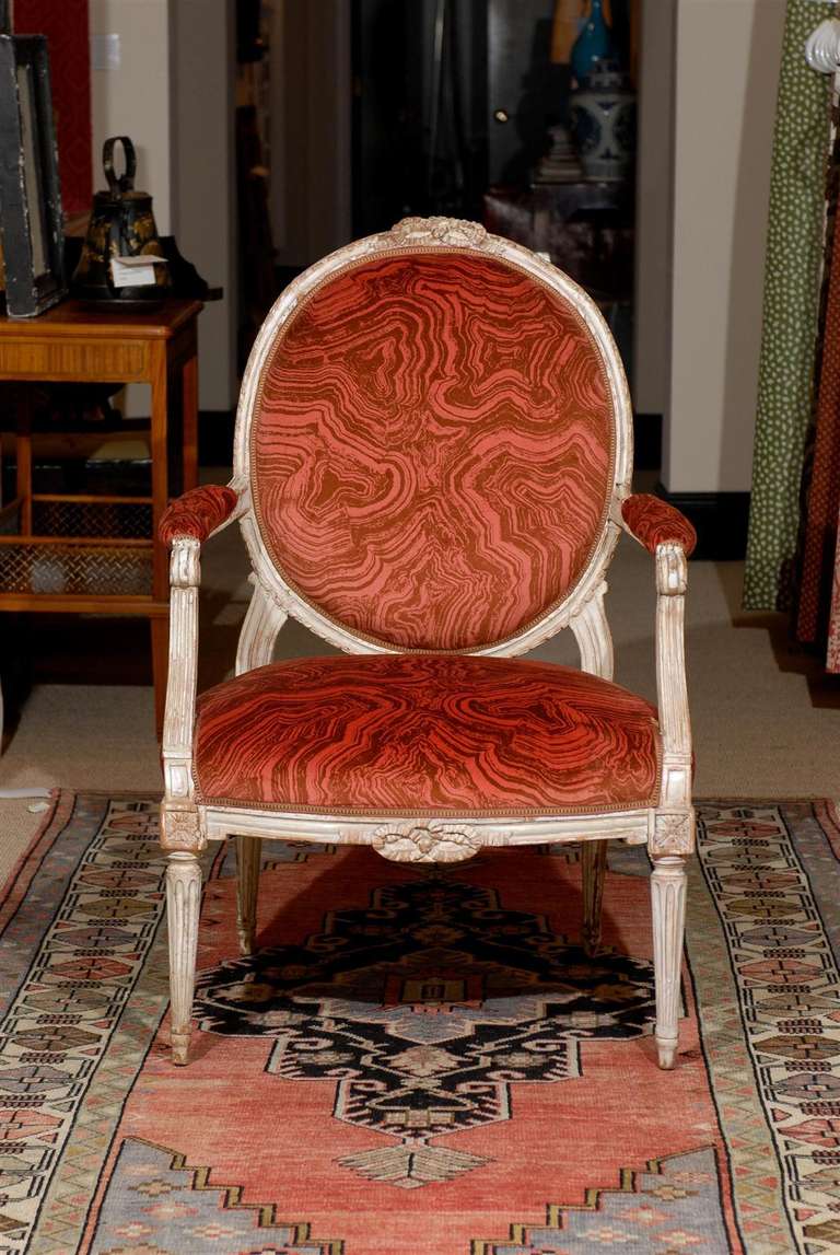 Pair of 18th C. Louis XVI Painted Armchairs