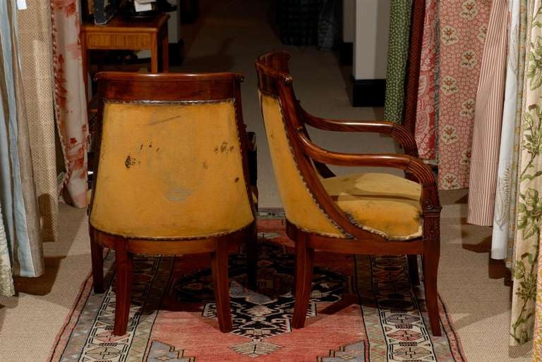 Pair of Empire Chairs in Mahogany In Excellent Condition In Atlanta, GA
