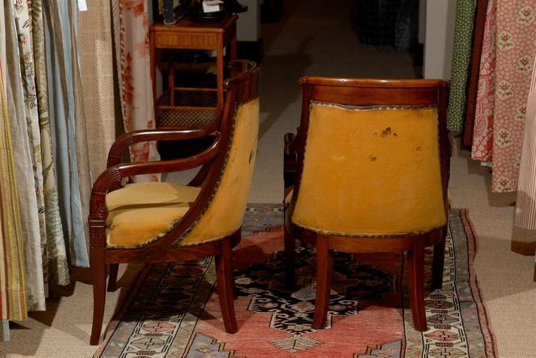 19th Century Pair of Empire Chairs in Mahogany
