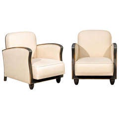 Handsome Pair of Art Deco Club/Lounge Chairs in Linen- 4 Available