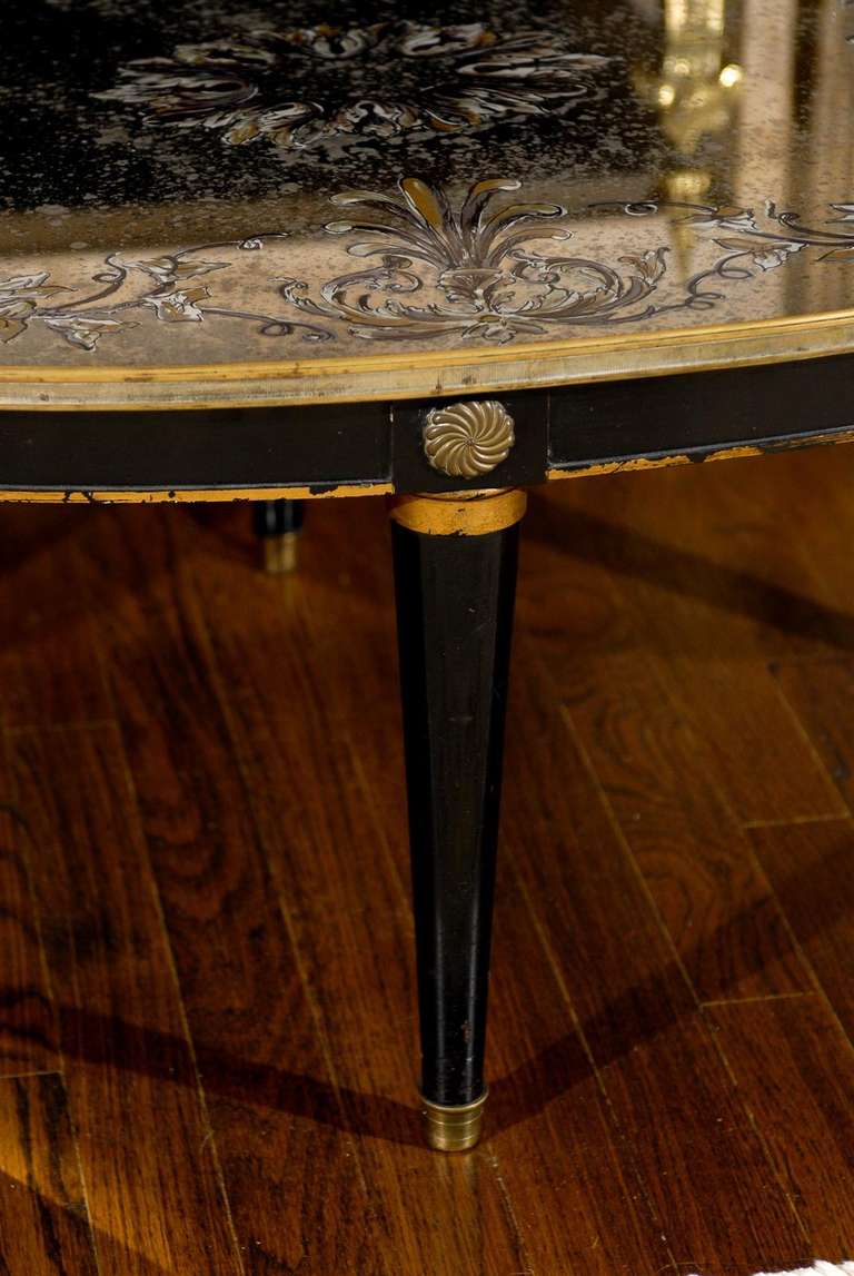 Unknown Exquisite Reverse Painted Mirror Coffee Table