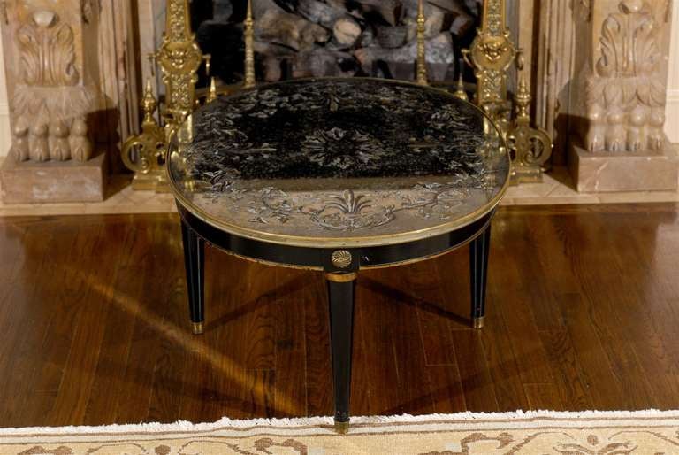 Brass Exquisite Reverse Painted Mirror Coffee Table