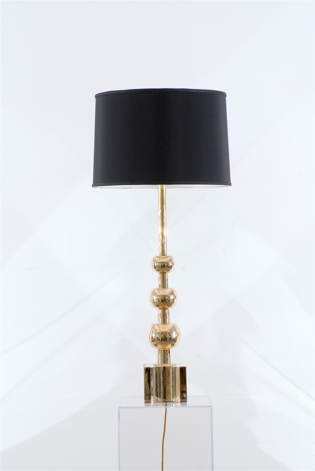Stunning Pair of Mid-Century Brass Ball Lamps by Stiffel 5