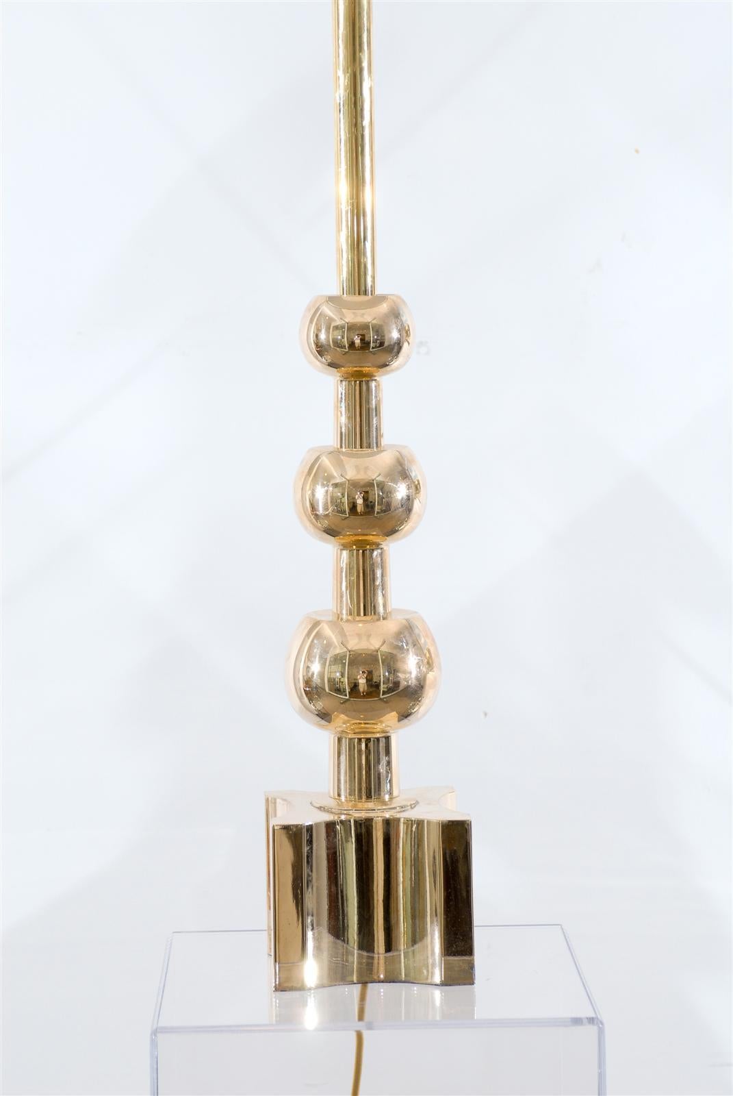 20th Century Stunning Pair of Mid-Century Brass Ball Lamps by Stiffel