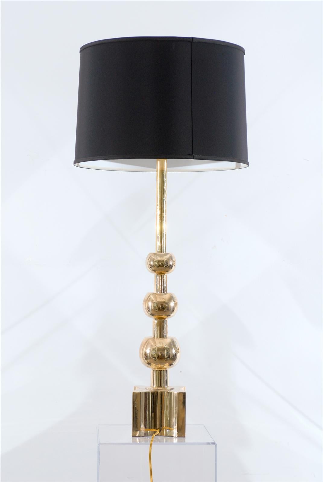 Stunning Pair of Mid-Century Brass Ball Lamps by Stiffel 2