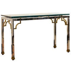 Chrome Brass and Glass Console C1970