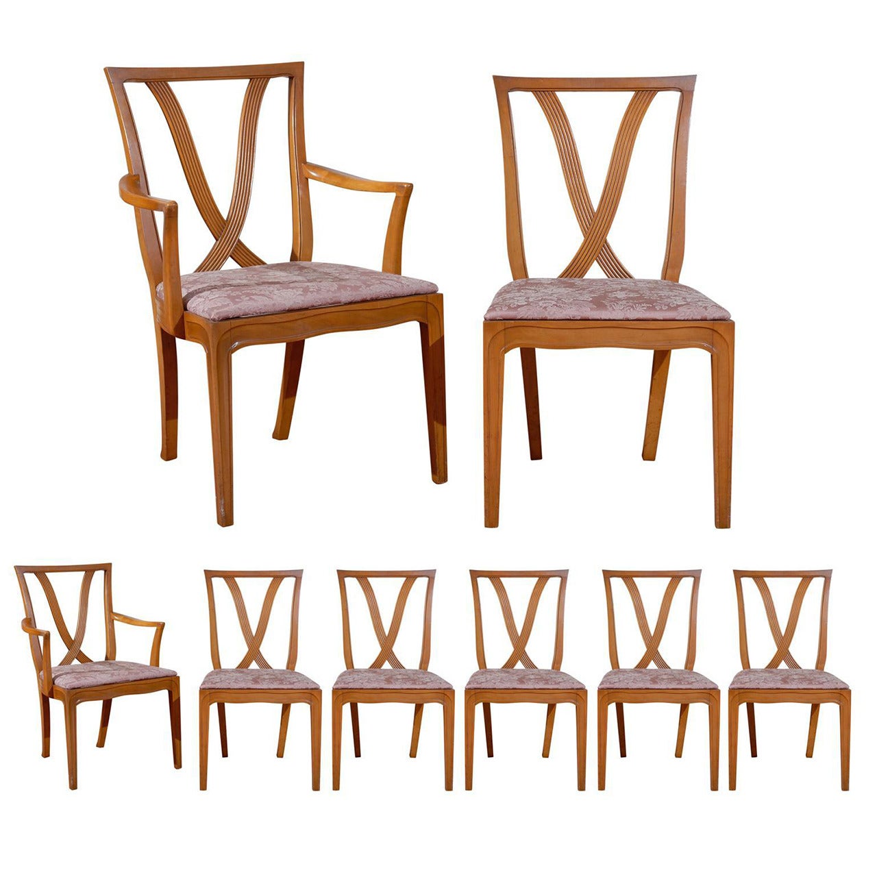 Superbe ensemble de 8 chaises de salle à manger par Tomlinson, 1955, choix de couleurs de laque 