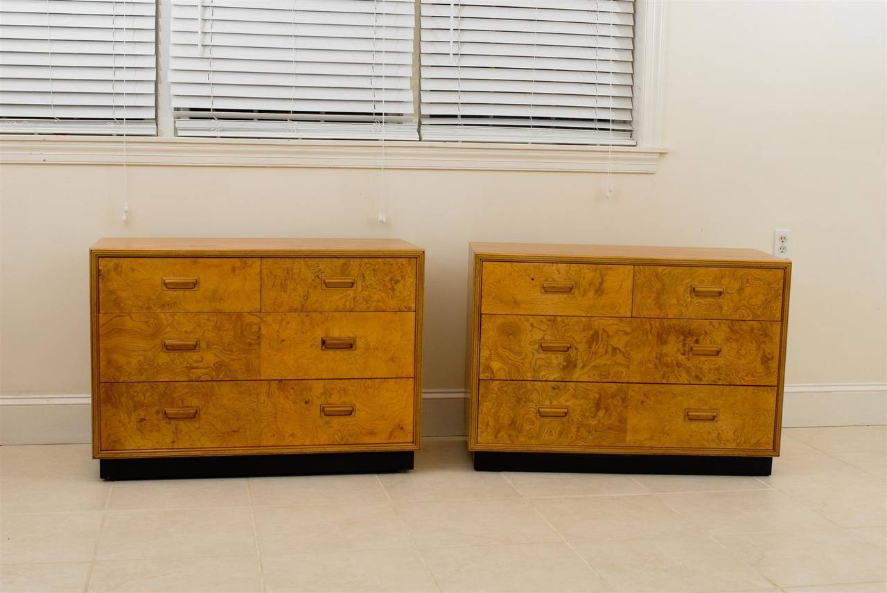 These magnificent chests are shipped as professionally photographed and described in the listing narrative: Meticulously professionally restored and completely installation ready.

A fabulous pair of chests by Henredon, circa 1980. Exceptional solid