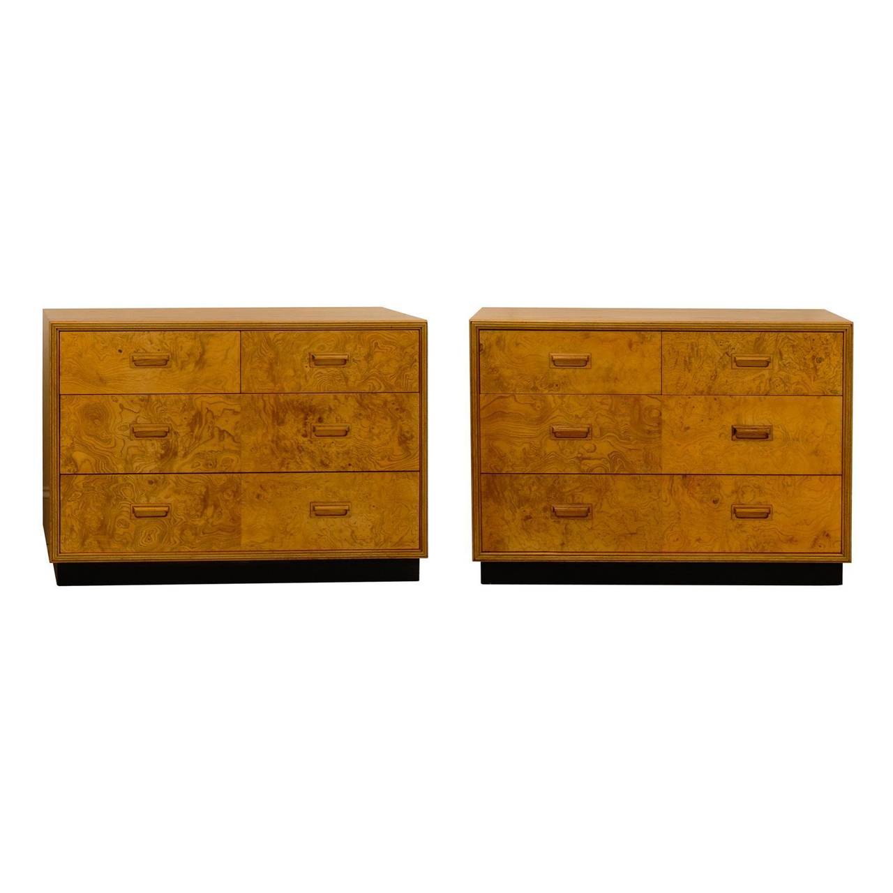Stunning Restored Pair of Olivewood Chests by Henredon, circa 1980