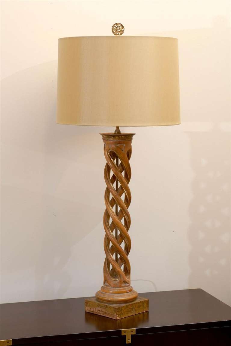 Spektakuläres Paar Helix-Lampen von Frederick Cooper (Holz) im Angebot