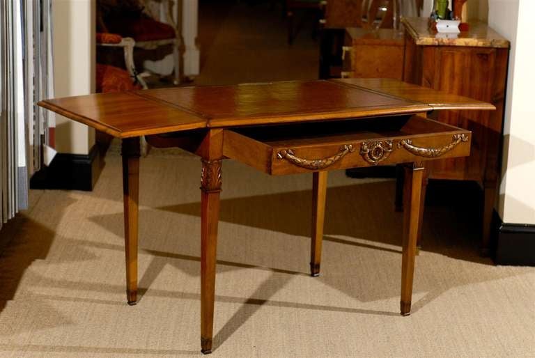 Directoire Style Drop leaf Walnut Table For Sale 3