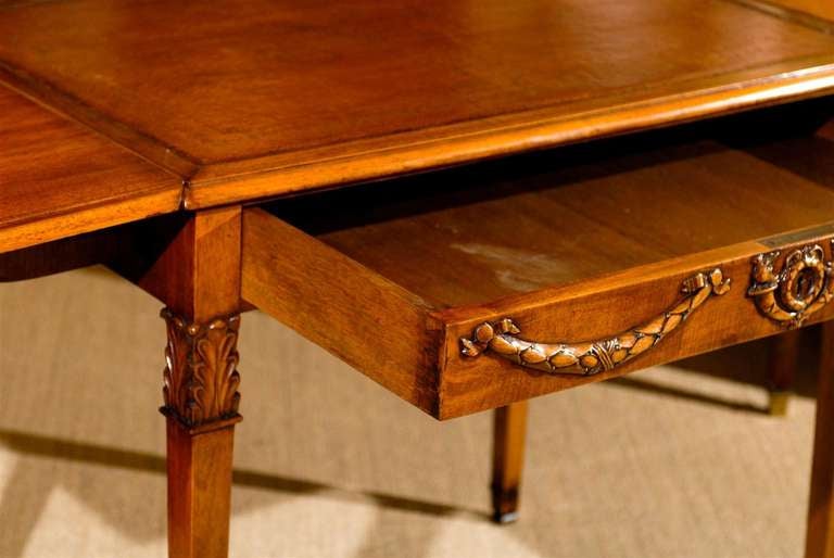 Directoire Style Drop leaf Walnut Table For Sale 4
