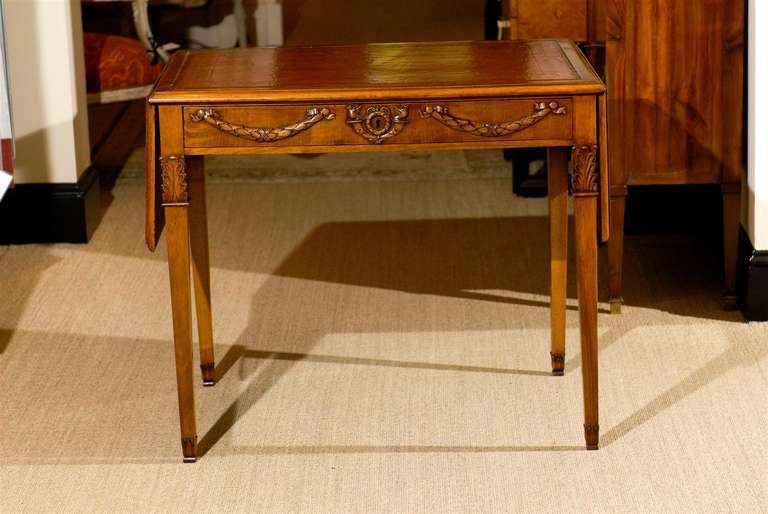 20th Century Directoire Style Drop leaf Walnut Table For Sale