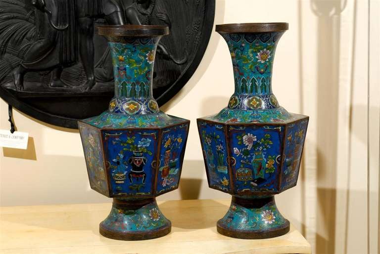 Pair of Cloisonne Urns.