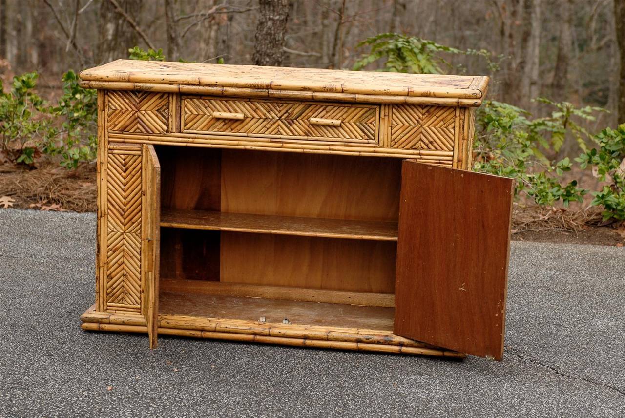 Buffet en bambou et rotin vintage