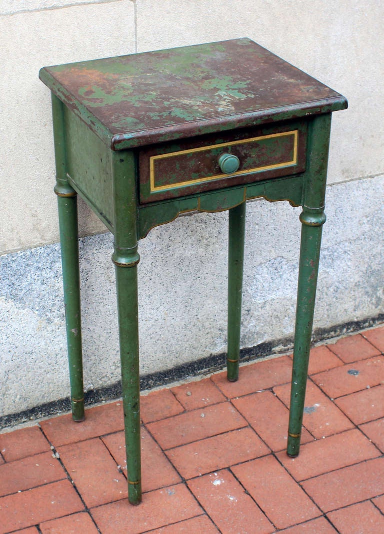 American Green Painted Metal Table from New York City circa 1940