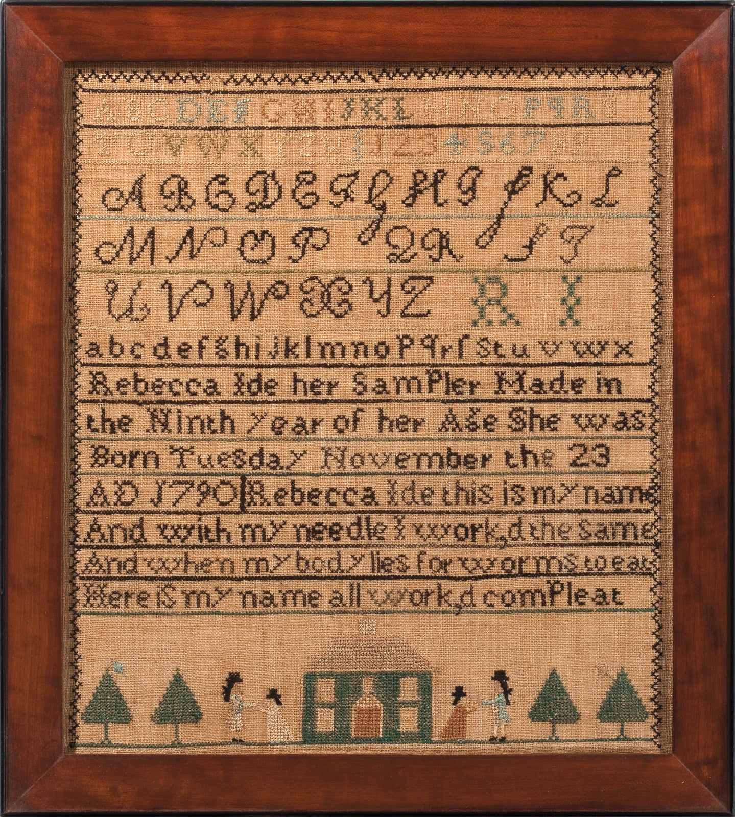 1799 Massachusetts Needlework Sampler at 1stDibs