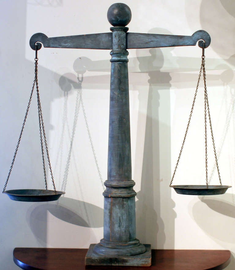 Large Blue Painted Display Scale