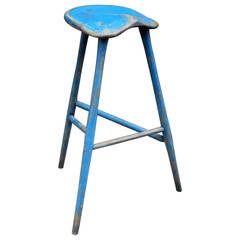 Excellent American Carved Saddle-Seat Stool, Late 19th Century