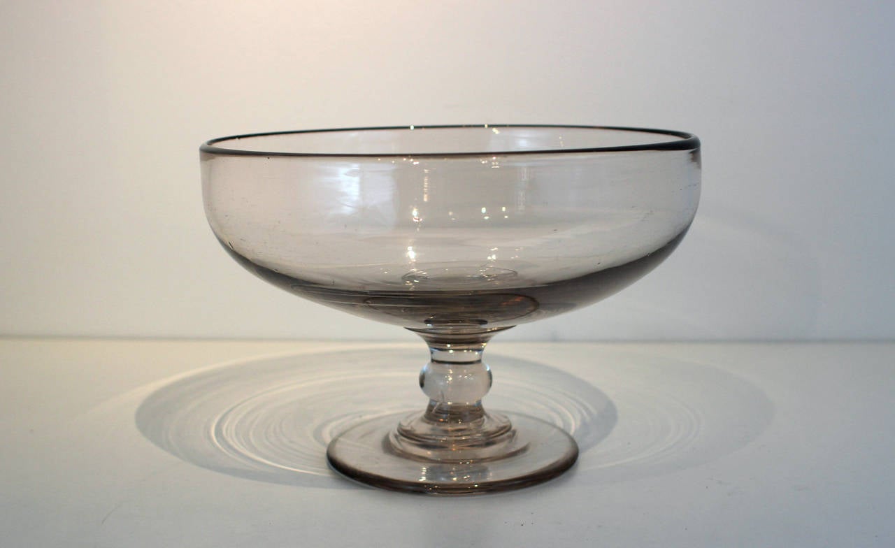 Country Large American Blown Glass Compote, Mid-19th Century