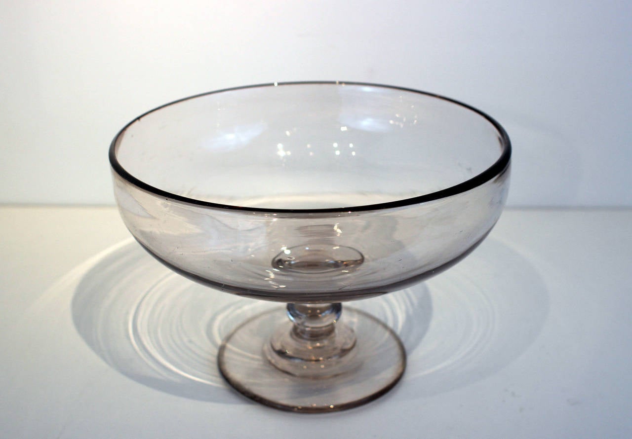 Large American Blown Glass Compote, Mid-19th Century In Excellent Condition In Philadelphia, PA