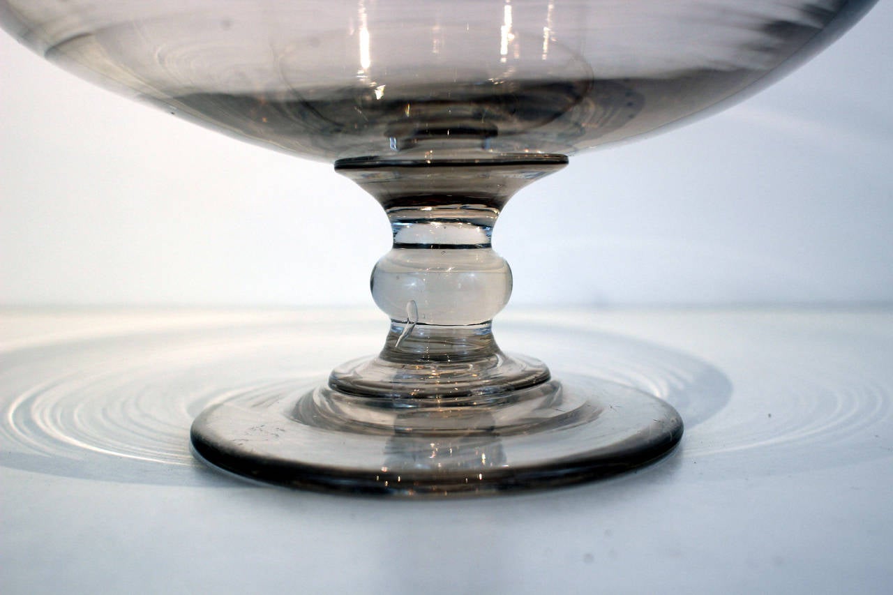 Large American Blown Glass Compote, Mid-19th Century 1