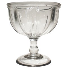 Large Pillar Molded Blown Glass Compote