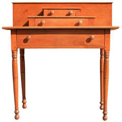 New England Walnut Side Table with Strong Square Backsplash circa 1830