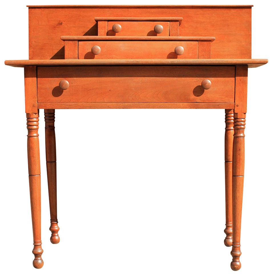 New England Walnut Side Table with Strong Square Backsplash circa 1830 For Sale