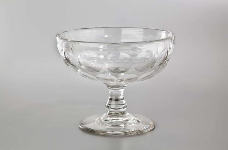 American Blown Glass Bull's-Eye Compote, Mid-19th Century In Excellent Condition In Philadelphia, PA