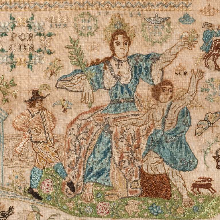 Early 18th century samplers made in some of the countries of northern Europe, specifically Germany, Holland and Denmark, can be extraordinarily sophisticated in concept, composition and execution. Danish samplers are more rare than those from the