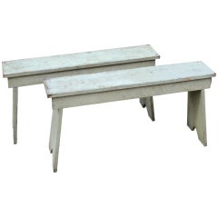 Antique Pair of Small American Painted Benches
