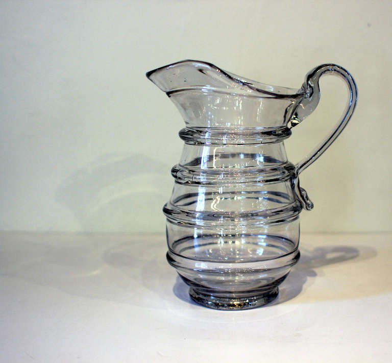 American Blown Glass Pitcher, Mid-19th Century In Excellent Condition In Philadelphia, PA