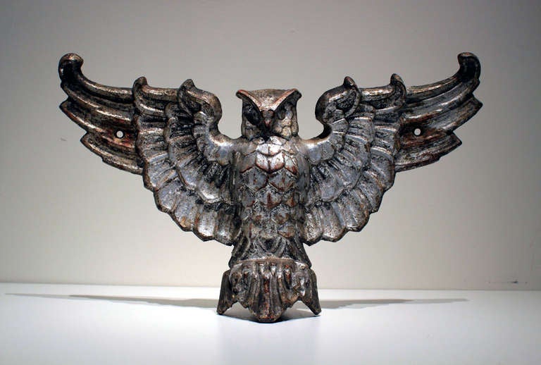 Folk Art Cast Iron Owl, Late 19th Century For Sale