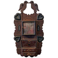 American Hanging Cabinet with Two Birds dated 1916