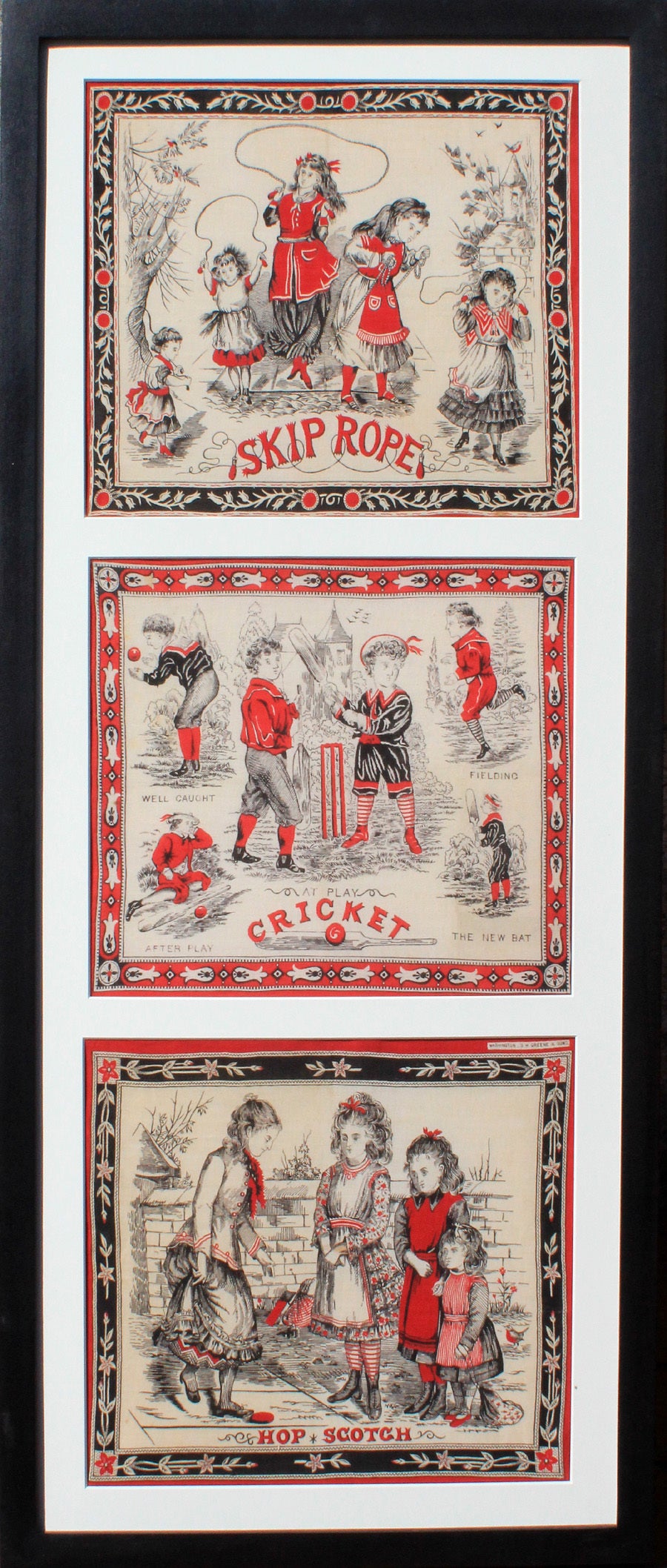 Three Printed Victorian Children's Handkerchiefs For Sale