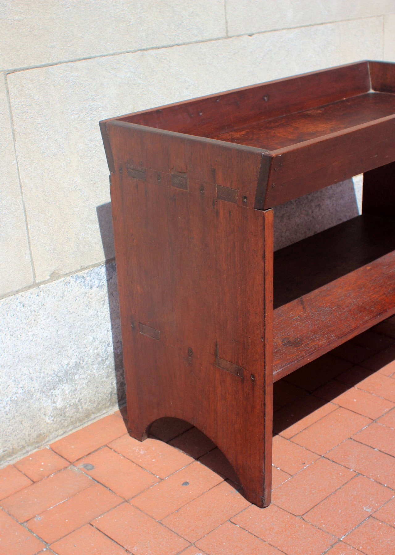 Country Bucket Bench with Canted Top, Walnut, American, circa 1850