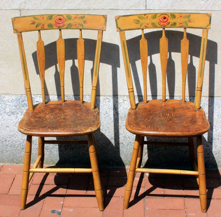 Pair of Painted Side Chairs, circa 1830