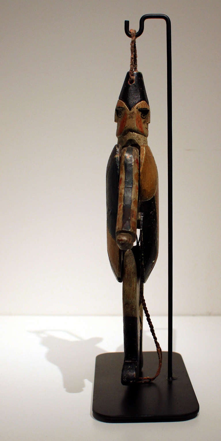 19th Century 19th C. Painted And Articulated Jumping Jack Harlequin