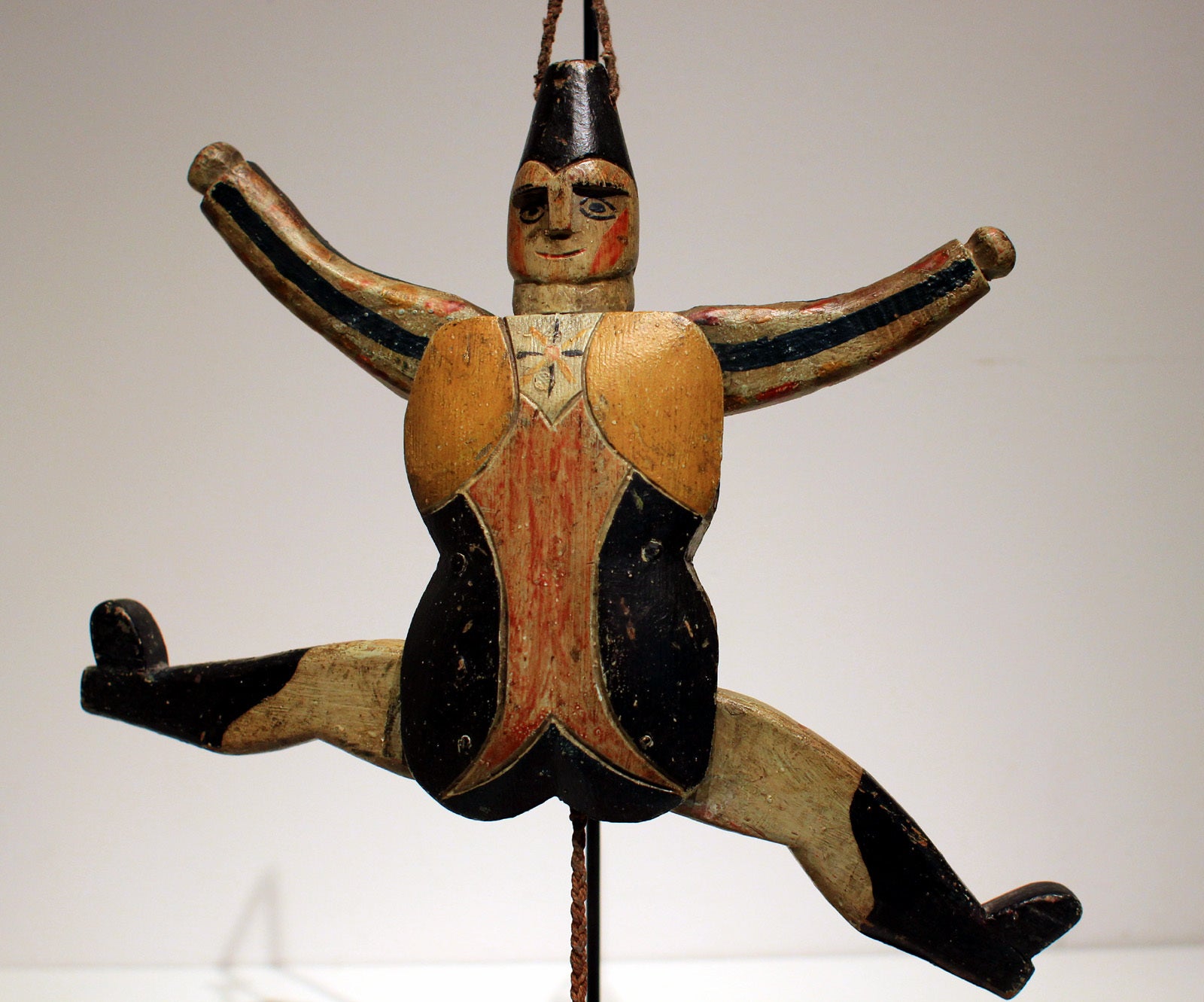 19th C. Painted And Articulated Jumping Jack Harlequin